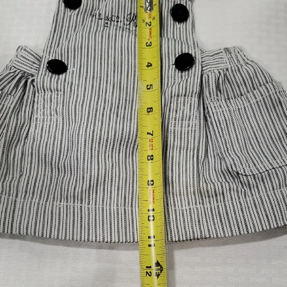 Vintage Striped Baby sailorOveralls dress with Black Buttons size 6M